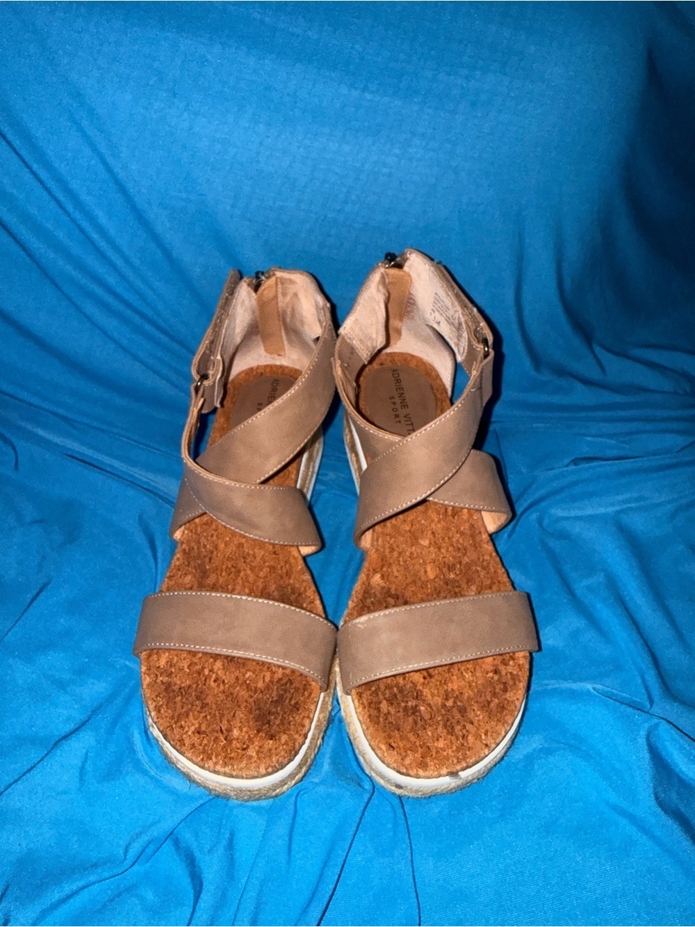 Adrienne Vittadini Sports Black Cork Sandals-7.5